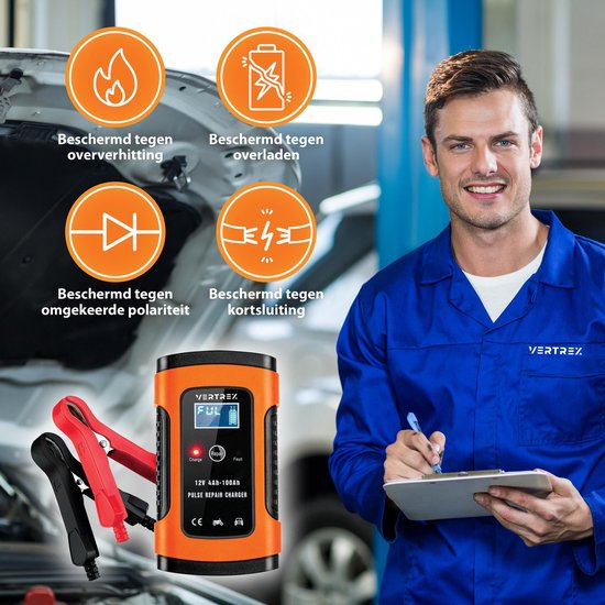 VERTREX Batterieladegerät - Erhaltungsladegerät - Geeignet für Motorrad Auto Motorroller - 12V 6A