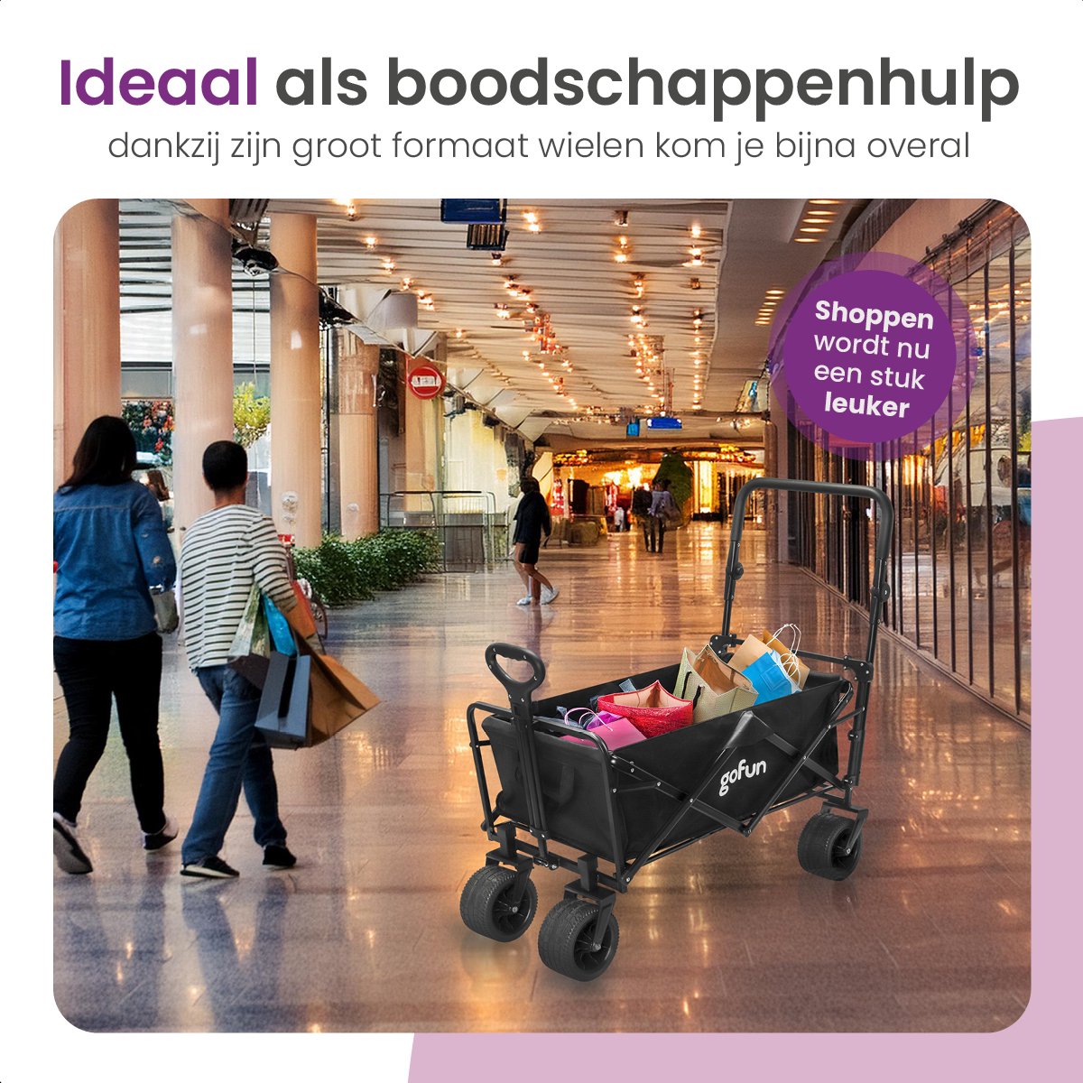 Gofun Bolderkar - 150KG Tragkraft - faltbar - 360Â° drehbare Räder - mit Schiebestange - 83 x 44 x 26 cm - Schwarz