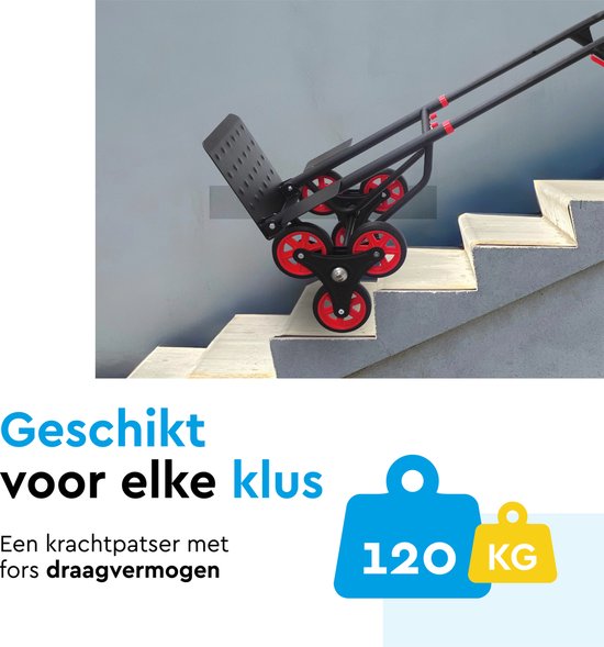 BRASQ Treppenwagen - Stahl - 120KG Kapazität - Transportwagen - Transporthilfe - Zusammenklappbar - Treppenwagen