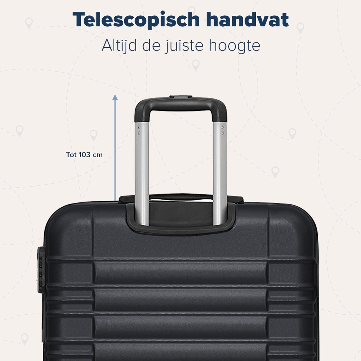 TRVLMORE - Kofferset - 3 Stück - 38L (Handgepäck) + 70L + 110L - Schwarz