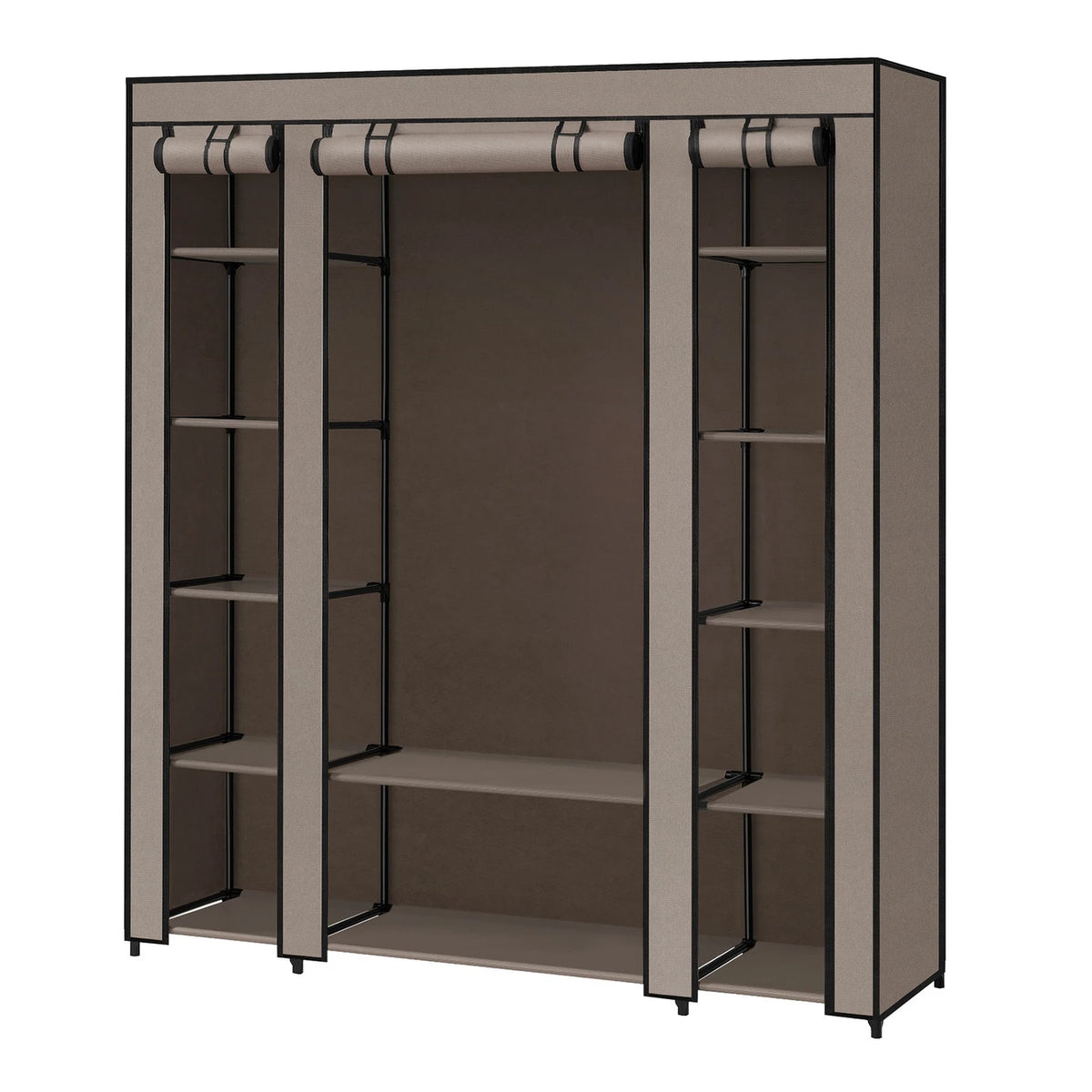 Ochama Kleiderschrank, tragbarer Kleiderschrank für das Schlafzimmer, Kleiderstange mit Stoffbezug, Aufbewahrungssystem für Kleidung, 150 x 45 x 175 cm, Taupe