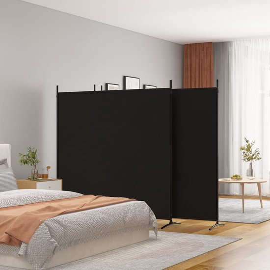 vidaXL – Raumteiler – mit – 4 – Paneelen – 698 x 180 – cm – Stoff – schwarz