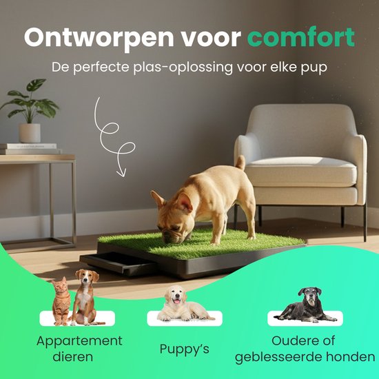 Pawesome – Hundetoilette aus Kunstrasen – Toilette für Hunde mit Rasenmatte – Welpenunterlagen – Trainingsunterlagen – Toilette für draußen – Stubenreinheitstraining – Inklusive 2 Rasenmatten