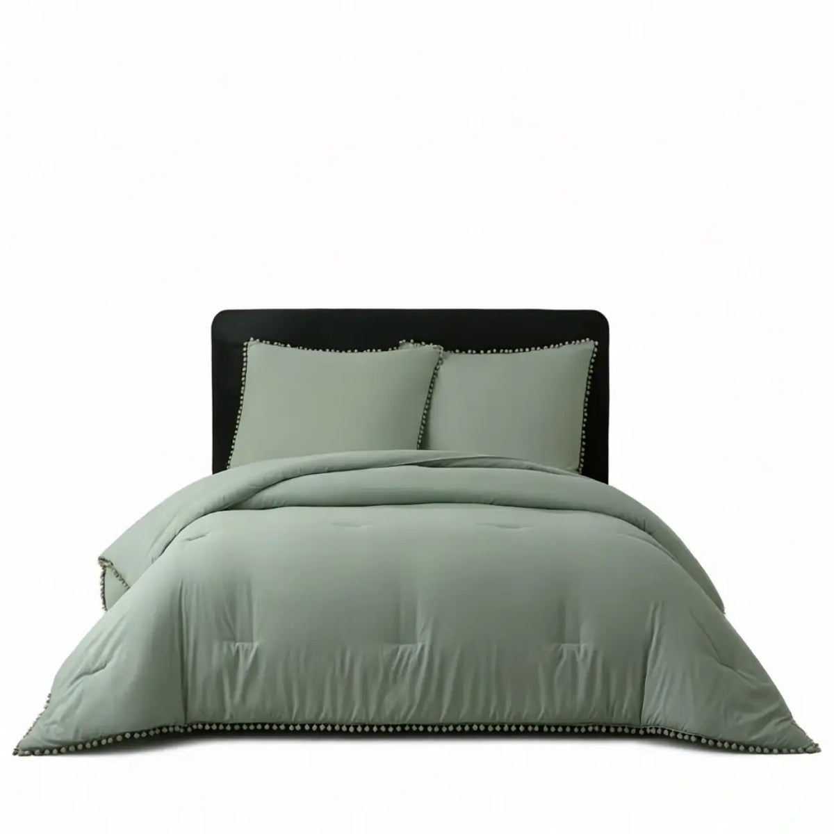 Meeallhome Bettwäscheset mit Pompon-Fransen – 200 x 220 cm + 2 x 80 x 80 cm – Türkis