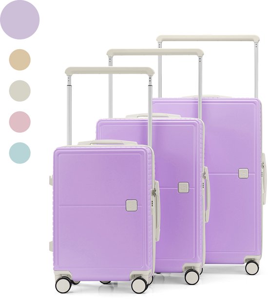 Skycases City Walker - 3-teiliges Kofferset | Leicht & Langlebig | 20, 24 & 28 Zoll | 360° Spinner-Räder | TSA-Schloss | Inklusive Schutzhüllen - Lila