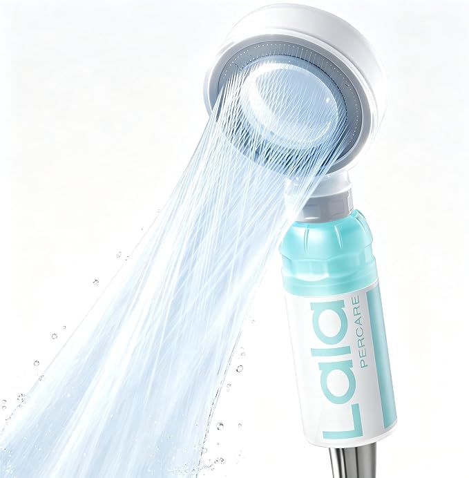 Lalapercare Duschkopf mit Filter und Vitamin C – Druckerhöhend – Wassersparend – 1/2-Zoll-Anschluss