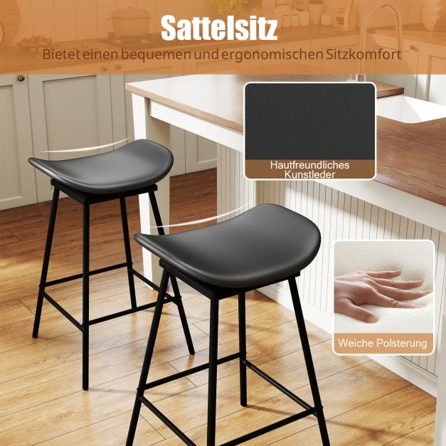 Coast Drehbare Barhocker – 2er-Set – 43 x 45 x 71,5 cm – Braun und Schwarz