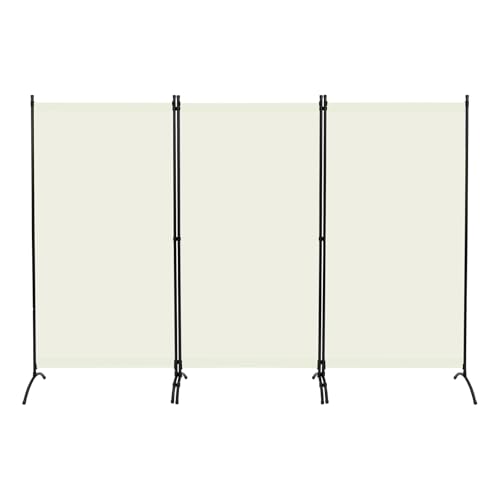 Woltu Paravent mit 3 Paneelen - Creme - 255 x 182 cm