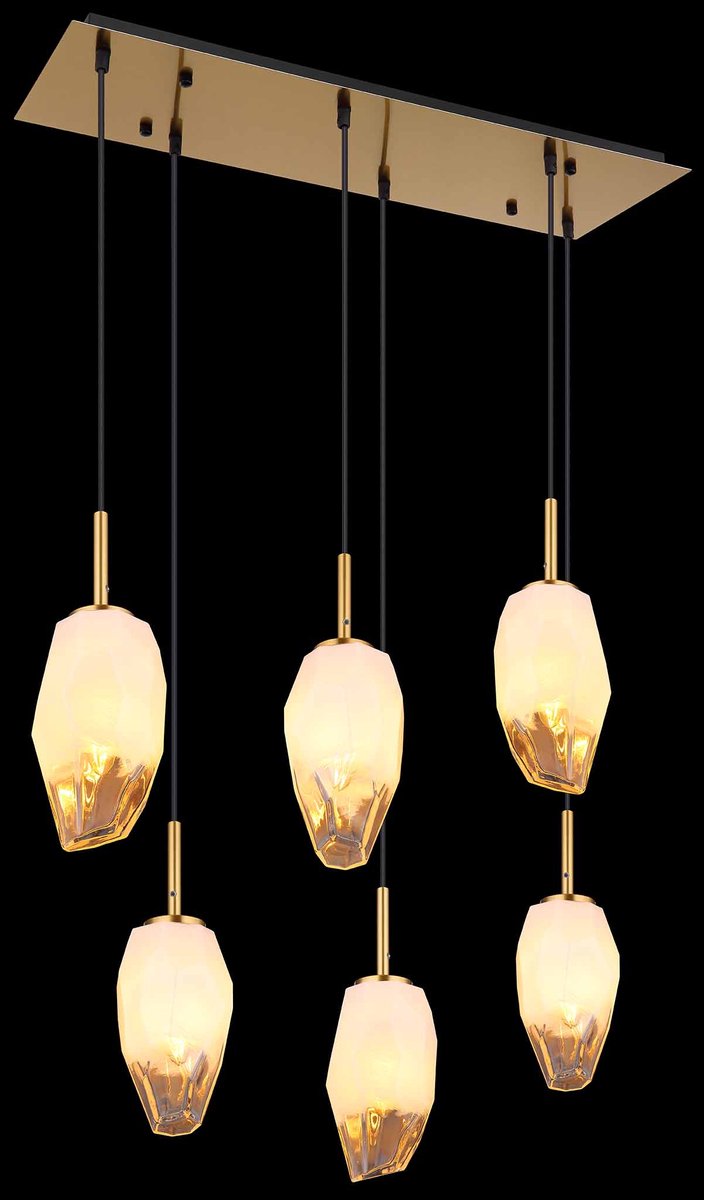 Globo - Barcley Pendelleuchte - Messing Metall - Opal & Klarglas - Klassisches Design - E14 Fassung - Höhenverstellbar