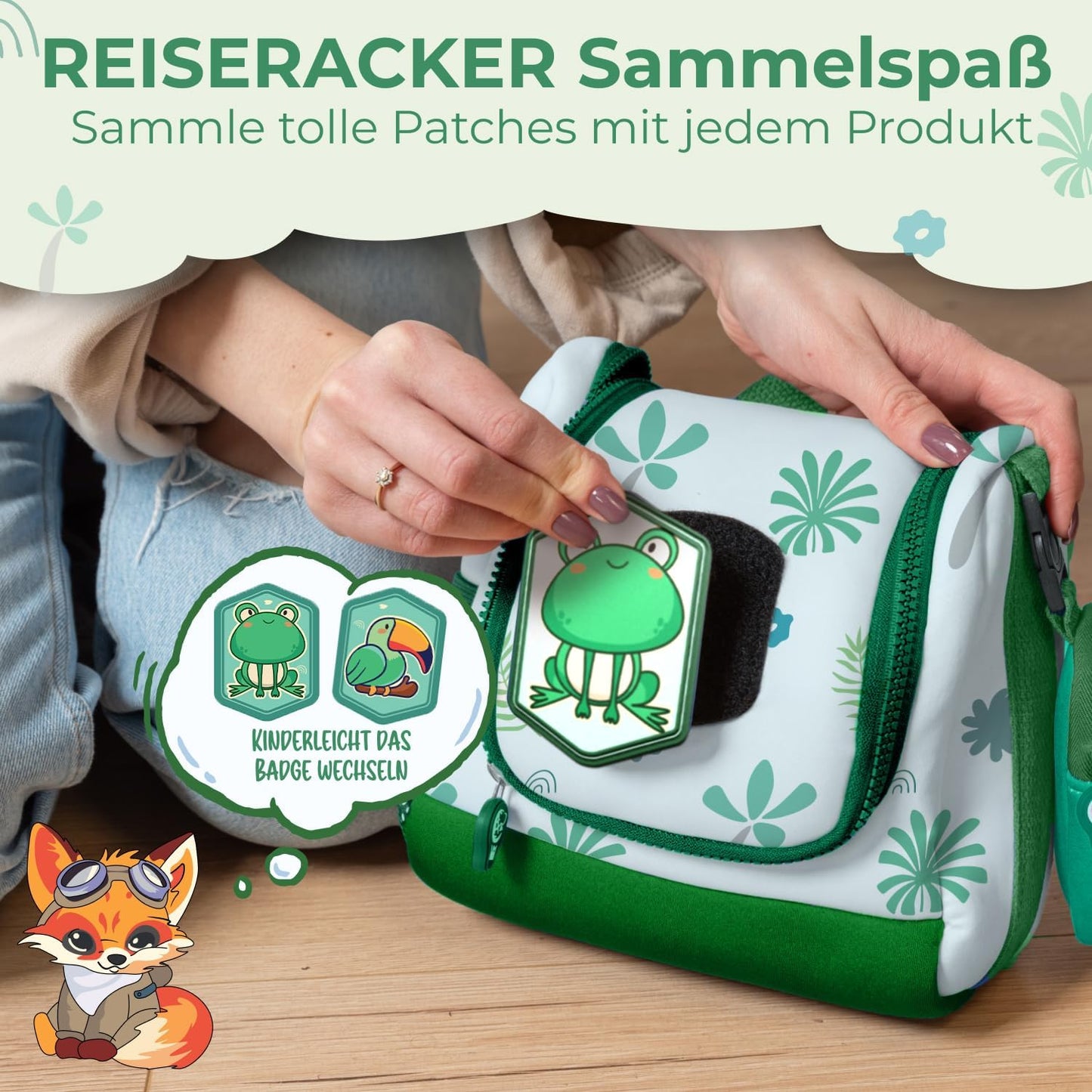 REISERACKER Kulturbeutel für Kinder - 21 x 9 x 18 cm - grün