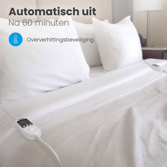 Auronic Electric Blanket - 2 Personen - verstellbare Fußzone - 160x150cm - mit Eckgummis - Weiß