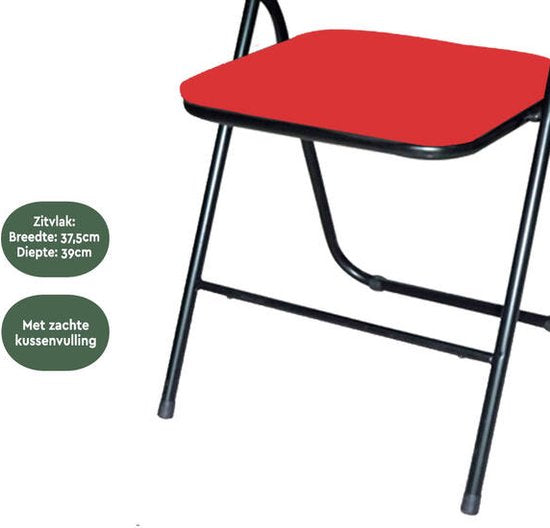 BRASQ Klappstuhl Rot Schwarz - Klappstuhl - Klappstuhl 43x38x78 cm - PVC - Esszimmerstuhl