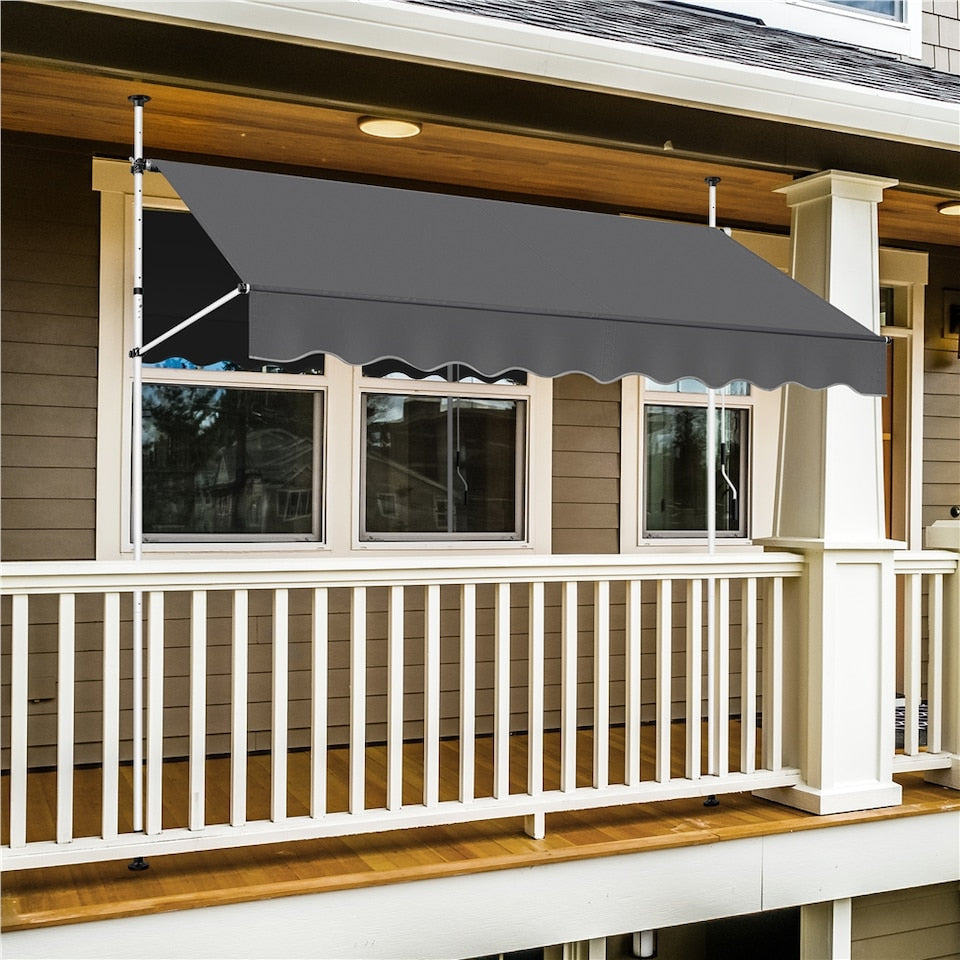 Yaheetech Clamp Sunshade Dunkelgrau - Manuell ausziehbar - 250 x 120 cm - Höhe 210-300 cm