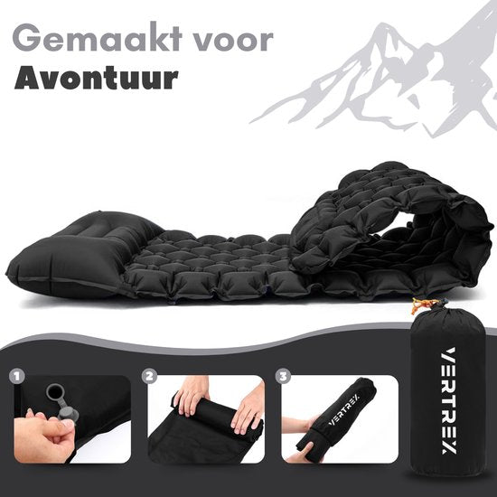 Vertrex Inflate-X1 Schlafmatte mit eingebauter Pumpe - Luftbett - 1 Person - Night Black