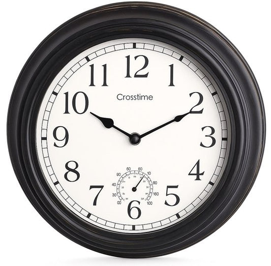 Air Outdoor Uhr - Wasserdicht - Gartenuhr - Retro Uhr - Bahnhofsuhr doppelseitig - Wanduhr