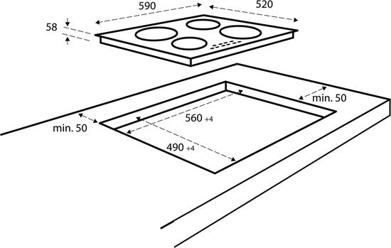 Inventum IKI6028 Einbau-Induktionskochfeld 60 cm – 1- oder 2-phasig – 4 Kochzonen – Boost – Timer – Kindersicherung – Randlos – Elektrisches Kochfeld mit 4 Kochstellen – Schwarz