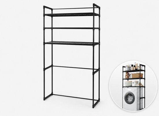 Nexxt Waschmaschinenregal mit Stauraum und Haken – 72 x 26 x 162 cm