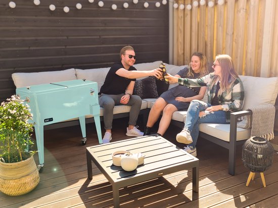 AXI Retro Cooler Mint – Kühlbox mit Rollen – 76 l Fassungsvermögen – Kühlbox mit Ablasshahn