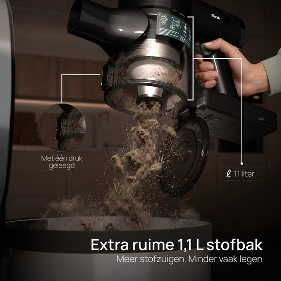 Skrub Stahlstaubsauger, kabellos, 500 W – 60 Min. – 32 kPa – HEPA H13 – Handstaubsauger – Kabelloser Staubsauger ohne Beutel