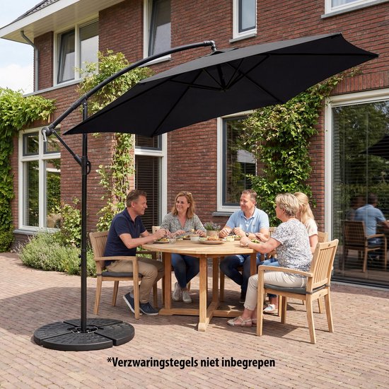 Tristar Schwebeschirm – 300 cm, rund – Garten – höhenverstellbar – inkl. Kreuzfuß und Schutzhülle – PA-7905 – Anthrazit