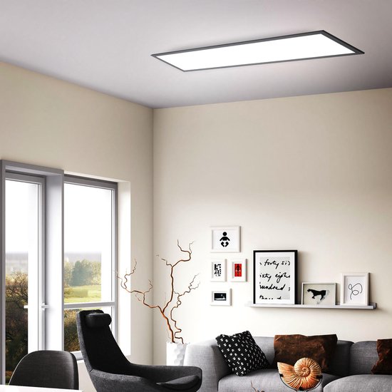 B.K.Licht – Dimmbare Deckenleuchte – LED-Panel schwarz – 25 x 100 cm – mit Fernbedienung – ultraflache Deckenleuchte – CCT – 3.000 bis 6.500 Kelvin – 2.200 lm – 24 W