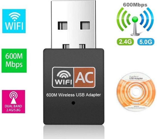 Garpex® WLAN-USB-Adapter 600 Mbit/s – Dualband – Kompaktes Design