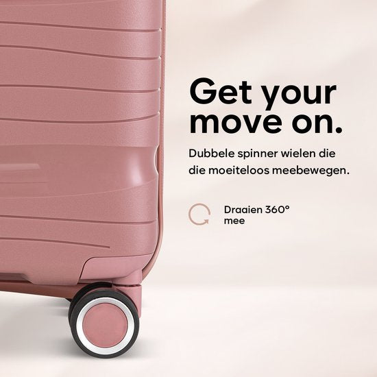 SKYCASES Travelin' Charm Handgepäck Koffer - 40L - Zahlenschloss - 35x21x54 cm - Leicht & Langlebig - Inklusive gratis Tasche - Pink V2