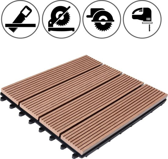WPC-Terrassenfliesen – 22er-Set „Klassisch“ 30 x 30 cm – Terrakotta