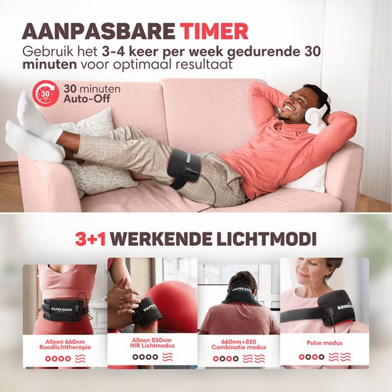 Vulpes Goods® BodyCare - Tragbares Infrarot-Rückenband - Infrarotband - Infrarot-Therapie - Infrarot-Lampe - Rotlicht-Therapie - Wärmeband - Rotlicht-Therapie - Unterer Rücken, Schultern, Nacken, Beine - PRO