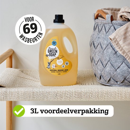 Marcel's Green Soap Universalwaschmittel - Großpackung - Vanille & Baumwolle - 3L - 69 Waschgänge