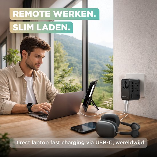 Remodius® World Plug PRO - 220+ Länder - Universeller Reisestecker mit PD100W Ultra USB C Schnellladung für Laptops, Telefone, Tablets, und mehr - 3x USB-C - 1x USB-A