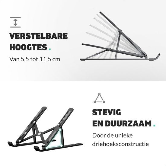 LURKÂ® Laptop-Ständer - Aluminium Laptop-Halterung - Verstellbar und klappbar - Ergonomisch - 6 Einstellwinkel