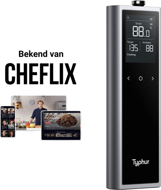 Typhur Sync One – 6-Sensor-Sonde – Drahtloses Fleischthermometer – Grillthermometer – Bluetooth & WLAN - Wasserdicht und hitzebeständig - Batterielaufzeit bis zu 50 Stunden - Intelligente App-Integration - Kompakt mit Ladestation - Für jeden Kochstil