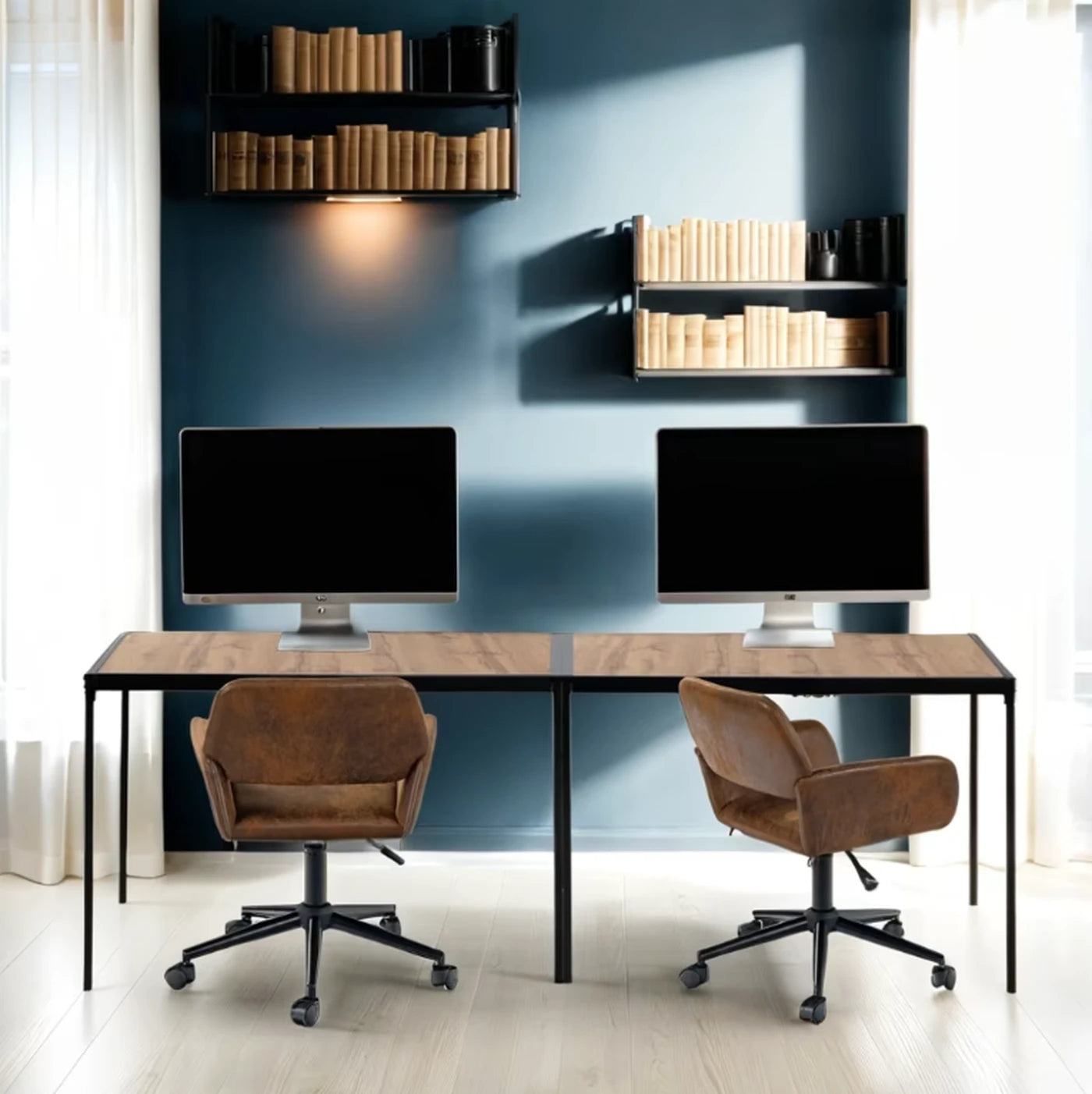 Urban Meuble Esstisch 120 x 75 cm – Holzoptik – Schwarzes Metallgestell – Minimalistisch