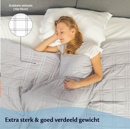 Ella - Gewichtsdecke - Therapiedecke - 9kg - 135 x 200cm - Wolle - Hellgrau