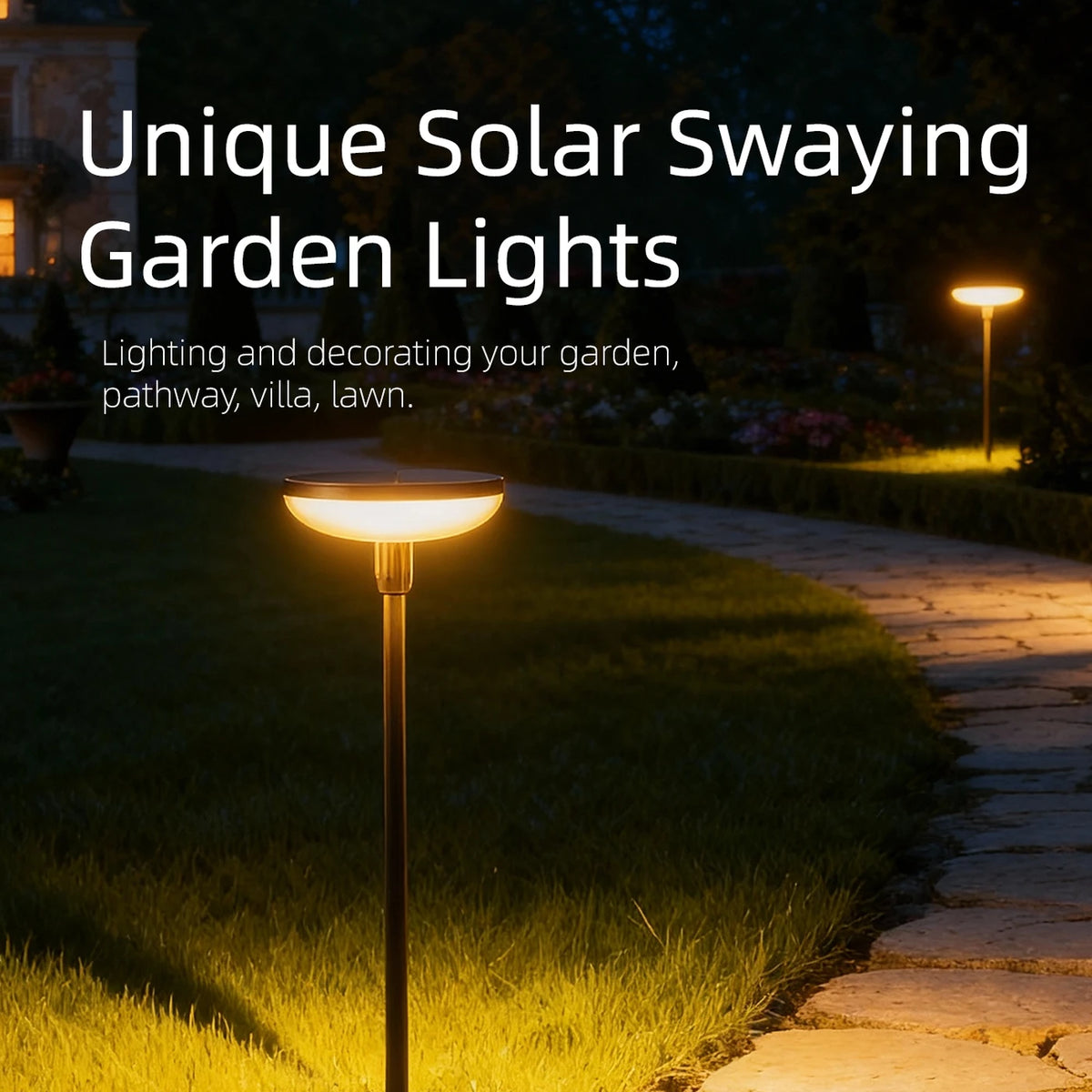 VIVREAL 4er-Pack Solar-Gartenbeleuchtung – Doppelte runde Schwenklampen – 18,1 × 31,49 Zoll – Schwarz