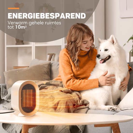 DO NOT SELL IN GERMANY -  Vulpes Goods® Tech - Elektroherd Pro - Elektrische Heizung für den Innenbereich - Heizlüfter - Keramischer Herd - Heizung - 2 Stufen - 1200W - LED-Anzeige - Weiß