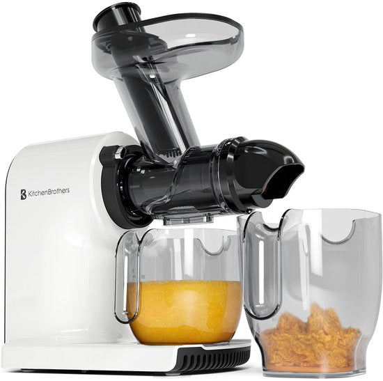 KitchenBrothers Slowjuicer - Kompakt - Entsafter - Gemüse- und Obstpresse - 45 mm - 500 ml - Weiß
