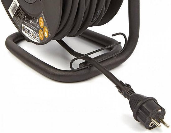 Relectric Pro Kabelrolle – 40 m – 4 Steckdosen – Mit Aufrollknopf – Schutzleiter – IP44 – RELEC493111