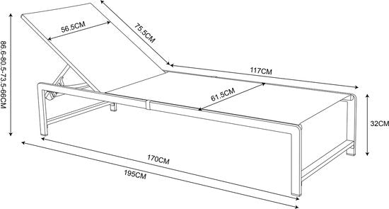 AXI Zane Liegestuhl Beige/Braun – Pulverbeschichteter Stahlrahmen – Rückenlehne mit 5 Einstellpositionen – Liegefläche aus Textileen – 173 x 62 cm