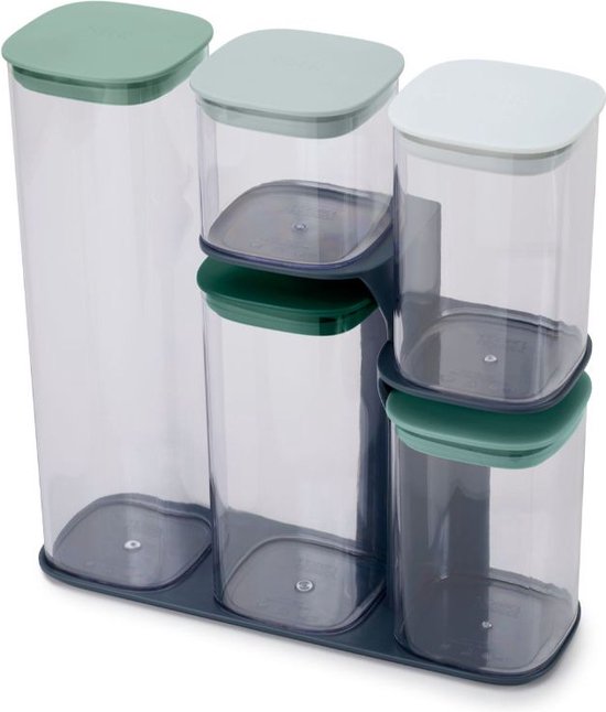 Joseph Joseph Editions Frischhalteboxen – Vorratsbehälter mit Ständer – 5er-Set – Grün