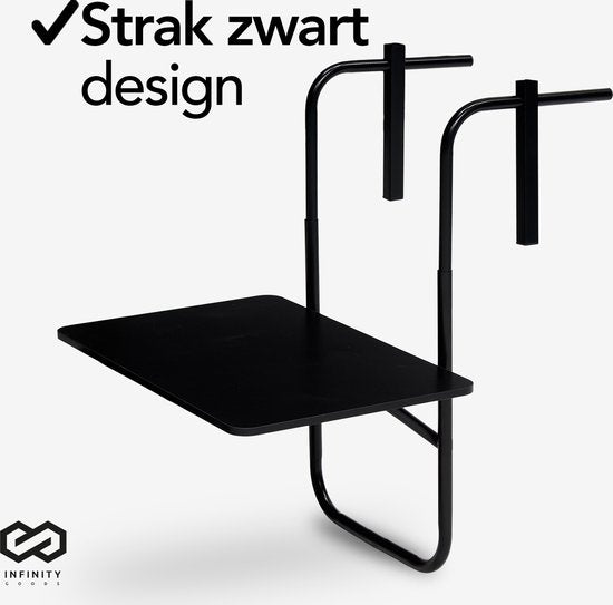 Infinity Goods Balkontisch - klappbar - 40 x 60 CM - verstellbar - hängend - Schwarz