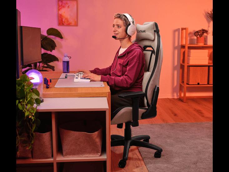 Trust GXT 723 Ruya Gaming-Stuhl – Bequemer Stoffbezug – Beige