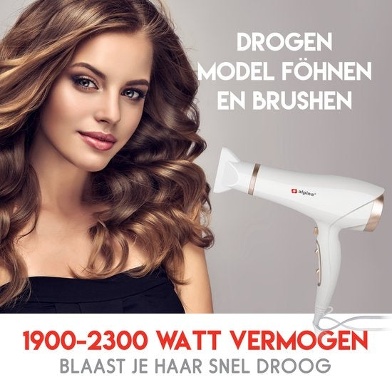 alpina Fohn - Haardroger - 2300W - Coolshot - Wit/ RosÃ©