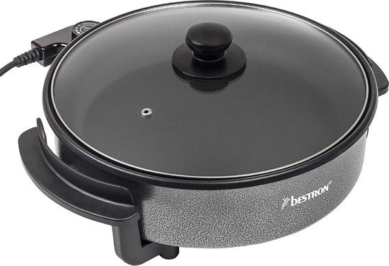 Bestron Elektrische Bratpfanne – AHP1200TGKL – Ø 30 cm – 1500 W – Maximale Temperatur 240 °C – Schwarz