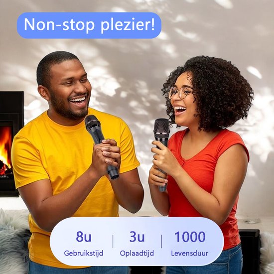 Tech Essentials® 2 Stück - Drahtloses Mikrofon-Set - VHF - USB-C Wiederaufladbar - Plug & Play - Karaoke - Studio - 3.5-6.3mm Klinke - ASMR - Geeignet für Party Box