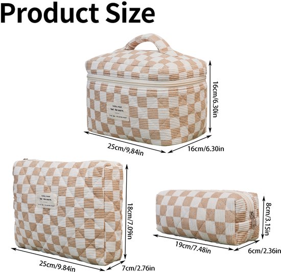 Skycases Travel Essentials - 3-teiliges Make-up-Taschenset - umweltfreundliche Baumwolle - gesteppte florale Organizer - geräumig, strapazierfähig und ideal für Reisen