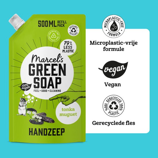 Marcel's Green Soap Handseife Nachfüllpackung – Tonka & Muguet – 500 ml