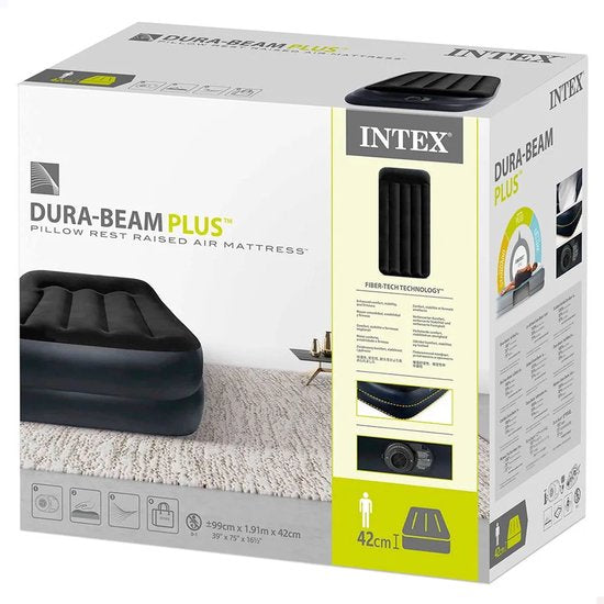 Intex Twin Pillow Rest Raised Luftmatratze mit integrierter Pumpe – 191 x 99 x 42 cm