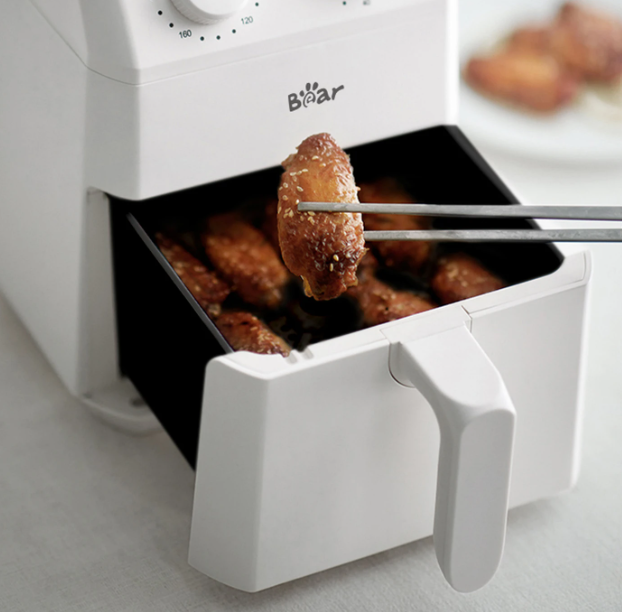 Bear QZG-K12T1 Kompakte Heißluftfritteuse 3 l – Weiß – 20,5 x 26,5 x 28,5 cm